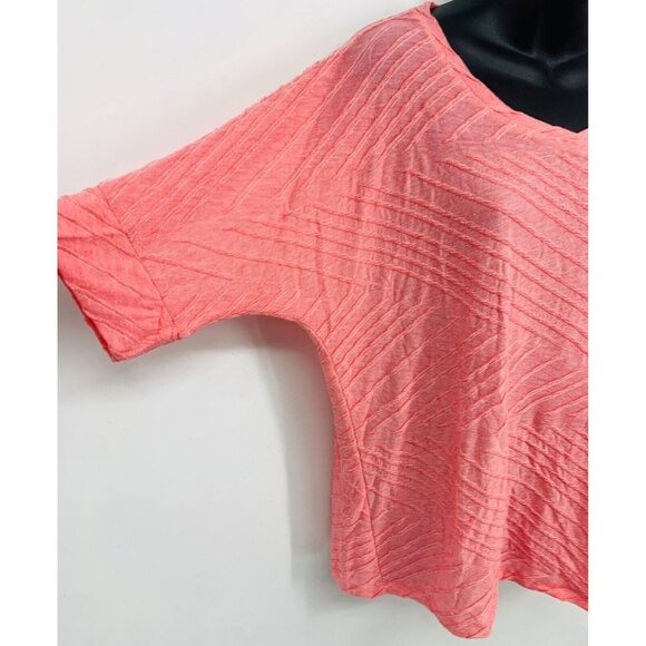 Chicos Women Top Size 2 Medium Pink Short Dolman Sleeve Texture Casual Pullover - Picture 3 of 9